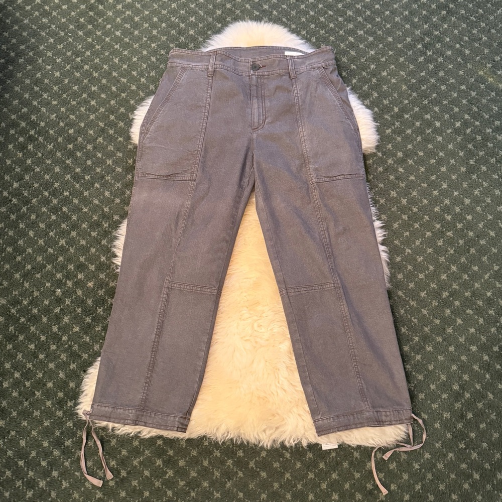 Eileen Fisher Gray Cropped Cargo Jeans Pants
